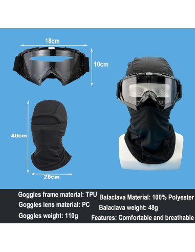 Gafas de Motocross Unisex con Protección UV y Pasamontañas
