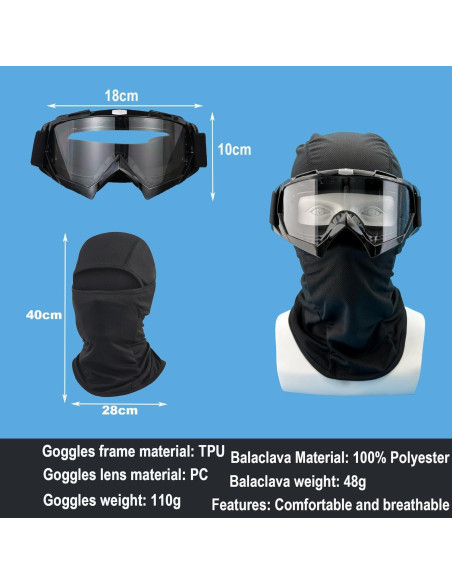 Gafas de Motocross Unisex con Protección UV y Pasamontañas