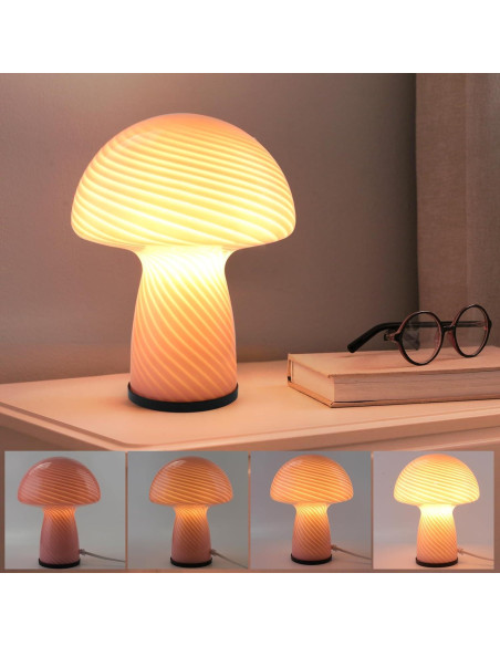 Lámpara de Hongo Regulable Notoc Rosa 17.78cm Vidrio