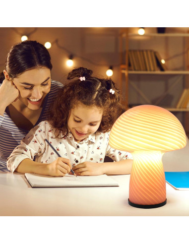 Lámpara de Hongo Regulable Notoc Rosa 17.78cm Vidrio