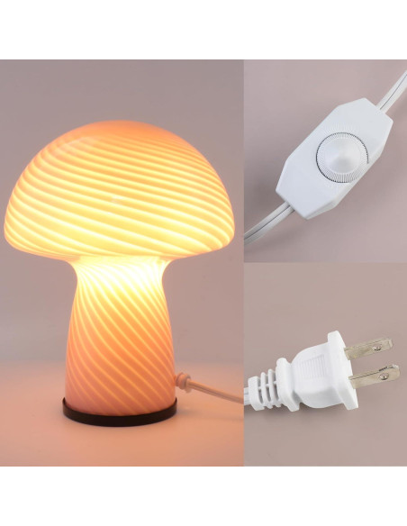 Lámpara de Hongo Regulable Notoc Rosa 17.78cm Vidrio