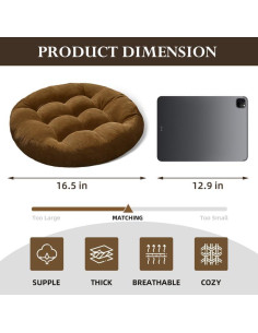 Juego de 2 Almohadas de Suelo Gfobip Redondas Terciopelo 42x42x7.6 cm 2