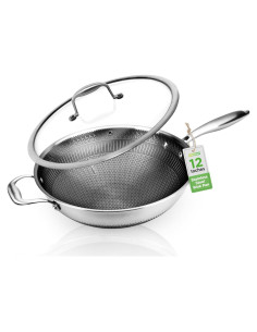 Wok NutriChef de Acero Inoxidable 30 cm Antiadherente