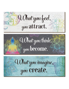 Set de 3 Decoraciones de Pared Buda Yerliker - Azul 30x10 cm