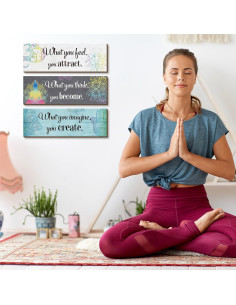 Set de 3 Decoraciones de Pared Buda Yerliker - Azul 30x10 cm 2