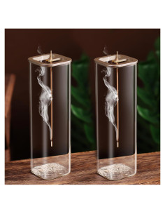 Soporte para Incienso Eavida con Recogedor de Cenizas - 2 Paquetes Oro Champán