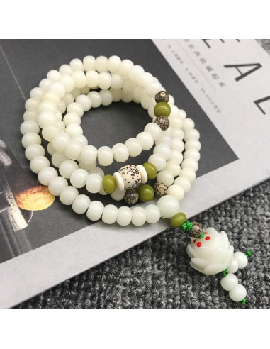 Pulsera de Meditación de Jade Bodhi 108 Cuentas para Yoga