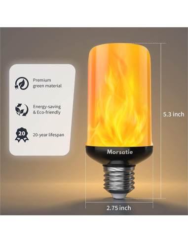 Bombillas LED de Llama Morsatie - Efecto Fuego - Paquete de 2