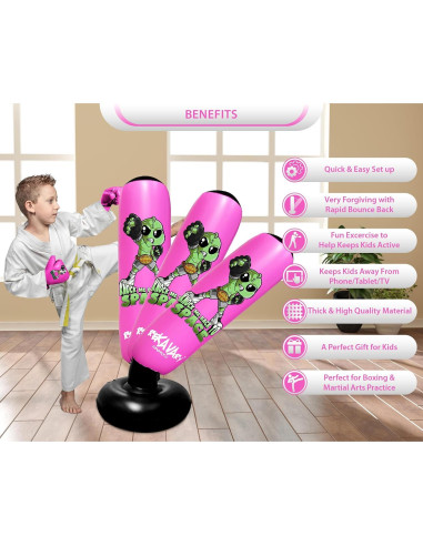 Saco de Boxeo Inflable Rekavary 1.60 m con Guantes y Bomba