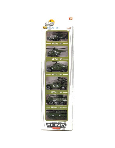 Conjunto de 6 Vehículos Militares Diecast PowerTRC - Tanque, Camión, Helicópteros
