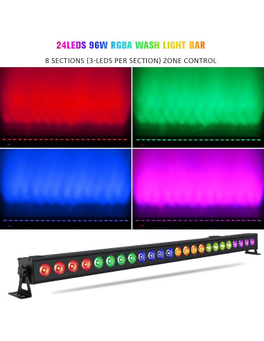Barra de Luz LED LaluceNatz 24 LEDs 96W RGBA para Eventos