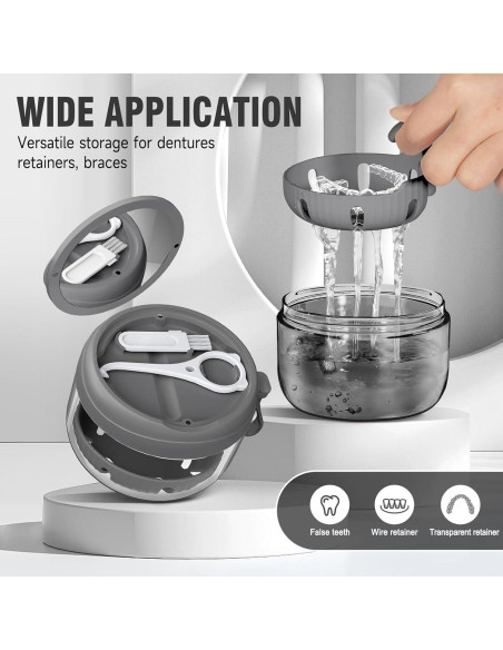 Caja de Baño para Dentaduras NETCEEM, Estuche Portátil 9.4cm