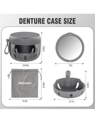 Caja de Baño para Dentaduras NETCEEM, Estuche Portátil 9.4cm