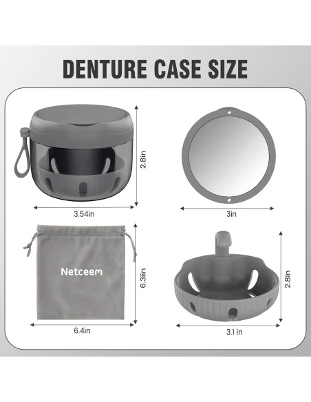 Caja de Baño para Dentaduras NETCEEM, Estuche Portátil 9.4cm