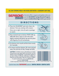 Sellos Adhesivos para Dentaduras Sea Bond Inferiores 30 Unidades 2