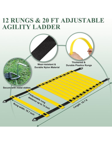 Juego de Entrenamiento de Fútbol MIVERYEA - Escalera de Agilidad 6.1m