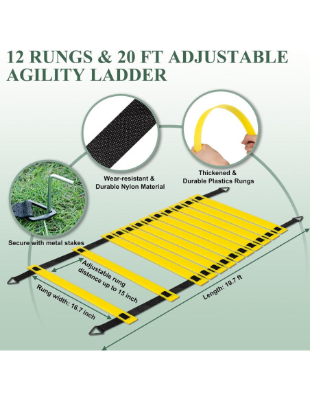 Juego de Entrenamiento de Fútbol MIVERYEA - Escalera de Agilidad 6.1m