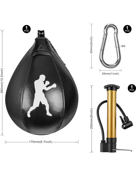 Bolsa de Velocidad de Cuero BeneLabel con Inflador y Soporte