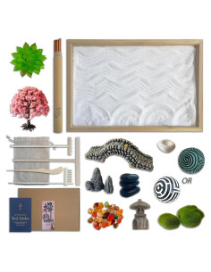 Kit Jardín Zen Mini Threeheng con Bandeja de Bambú y Accesorios