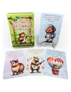 Baraja de Afirmaciones Positivas Inspirefy - 50 Tarjetas con Capibaras