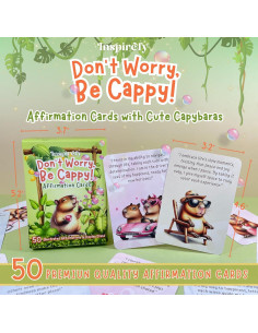 Baraja de Afirmaciones Positivas Inspirefy - 50 Tarjetas con Capibaras 2
