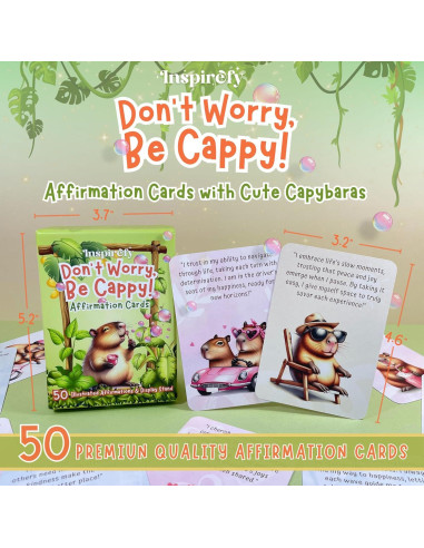 Baraja de Afirmaciones Positivas Inspirefy - 50 Tarjetas con Capibaras