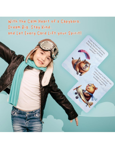 Baraja de Afirmaciones Positivas Inspirefy - 50 Tarjetas con Capibaras