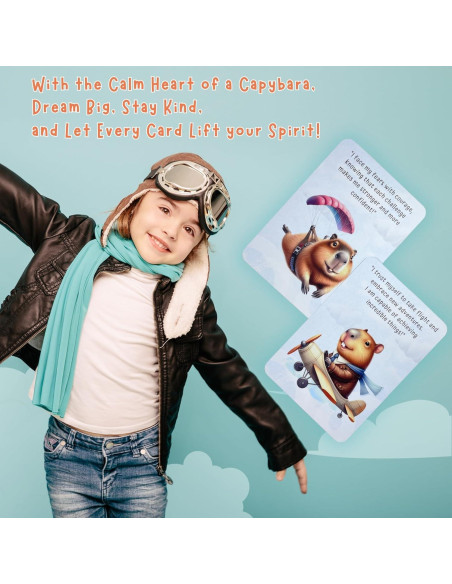 Baraja de Afirmaciones Positivas Inspirefy - 50 Tarjetas con Capibaras