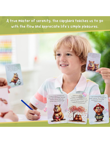 Baraja de Afirmaciones Positivas Inspirefy - 50 Tarjetas con Capibaras