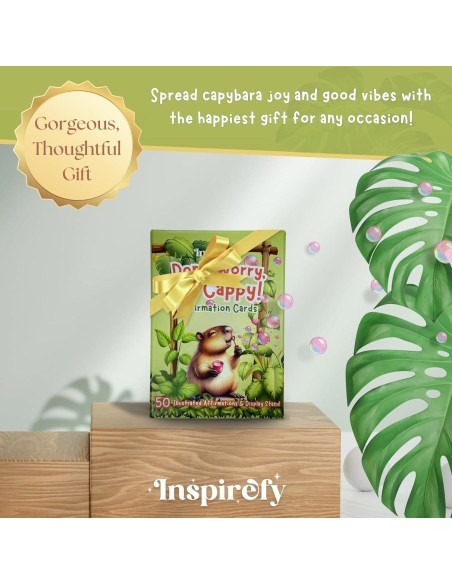 Baraja de Afirmaciones Positivas Inspirefy - 50 Tarjetas con Capibaras