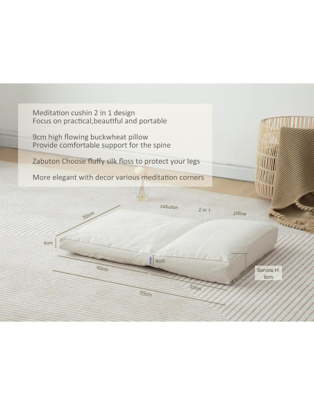 Cojín de Meditación 2-en-1 Halotribe Almohada y Zabuton 50x70cm