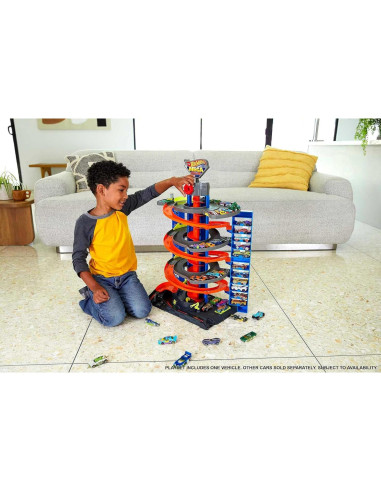 Juego de Garaje Mega Hot Wheels City con Elevador y 60 Autos