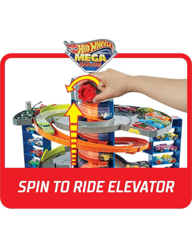 Juego de Garaje Mega Hot Wheels City con Elevador y 60 Autos