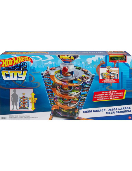 Juego de Garaje Mega Hot Wheels City con Elevador y 60 Autos