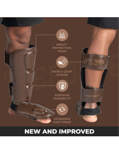 Protectores de Espinillas Sanabul Battle Forged Marrón XL 2
