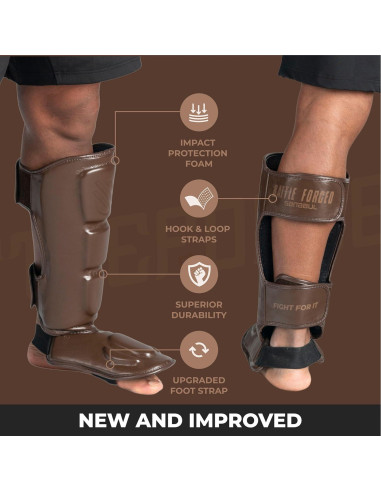 Protectores de Espinillas Sanabul Battle Forged Marrón XL
