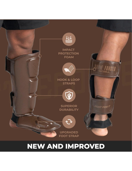 Protectores de Espinillas Sanabul Battle Forged Marrón XL
