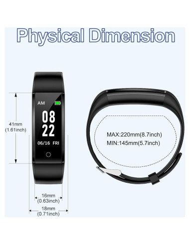 Reloj de Fitness GRV S1 Negro Impermeable Contador Pasos