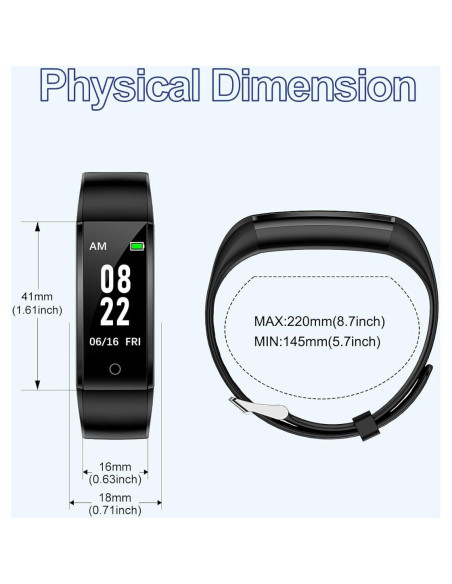 Reloj de Fitness GRV S1 Negro Impermeable Contador Pasos