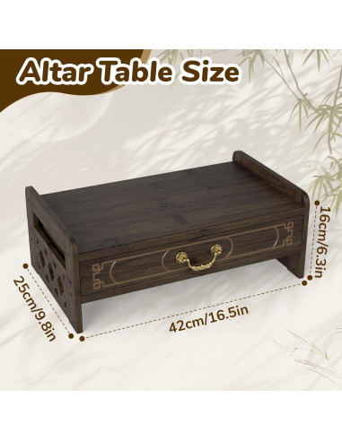 Mesa de Altar ikare de Bambú 51.8x24.9x28 cm con Cajón
