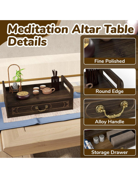 Mesa de Altar ikare de Bambú 51.8x24.9x28 cm con Cajón