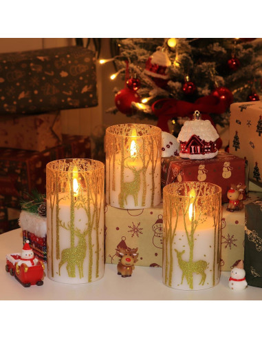 Velas LED Sin Llama Doradas SNUGBLAKI con Control Remoto 3D