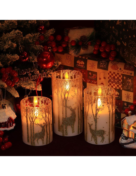 Velas LED Sin Llama Doradas SNUGBLAKI con Control Remoto 3D