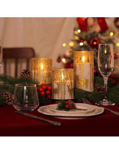 Velas LED Sin Llama Doradas SNUGBLAKI con Control Remoto 3D