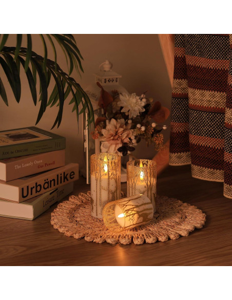 Velas LED Sin Llama Doradas SNUGBLAKI con Control Remoto 3D