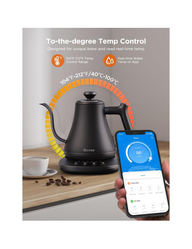 Hervidor Eléctrico Govee H7170 0.8L Control WiFi 1200W