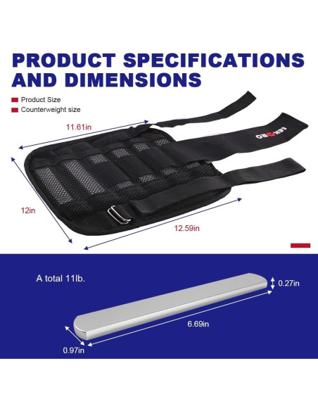 Pesas de Muñeca y Tobillo Ajustables LEKRO 4.99 kg