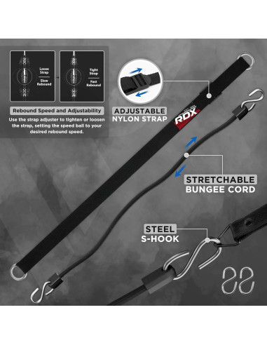 Bolsa de Boxeo Doble Extremo RDX 70cm con Cuerda Bungee 121.92cm