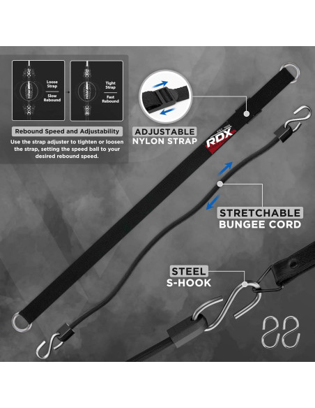 Bolsa de Boxeo Doble Extremo RDX 70cm con Cuerda Bungee 121.92cm