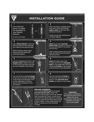 Bolsa de Boxeo Doble Extremo RDX 70cm con Cuerda Bungee 121.92cm